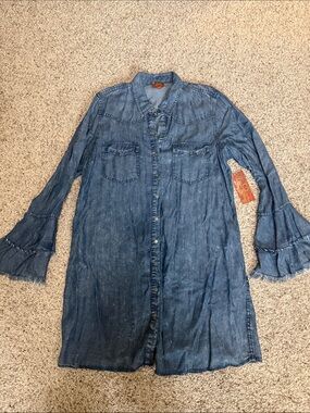 Scully Indigo Denim Button-Front Long Dress